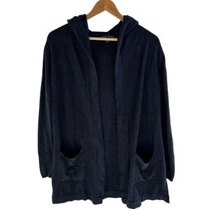 Cozy Open-Front Hooded Cardigan Sweater - Black